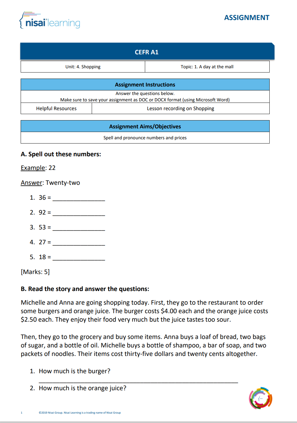 A1 assignment example 2