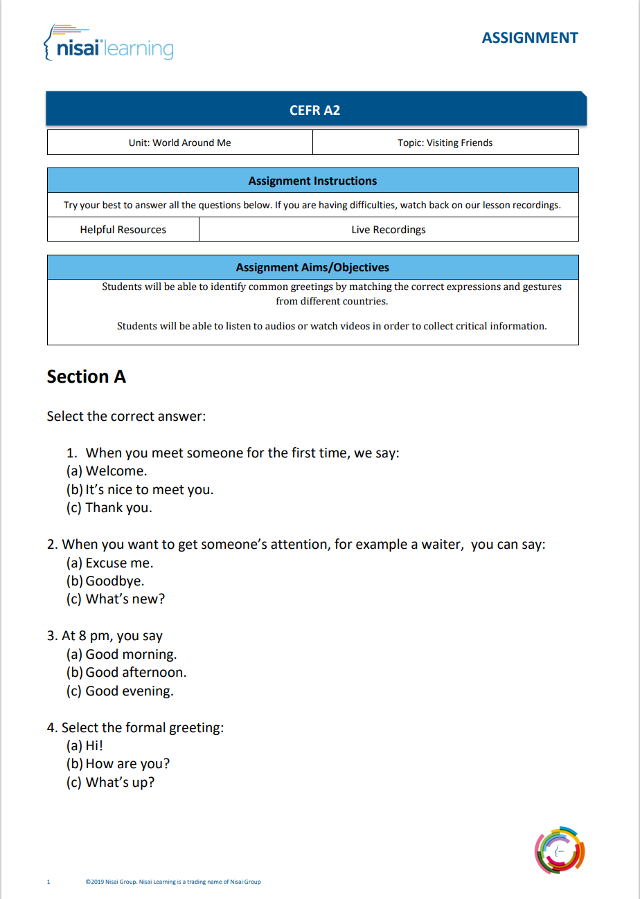 A2 assignment example