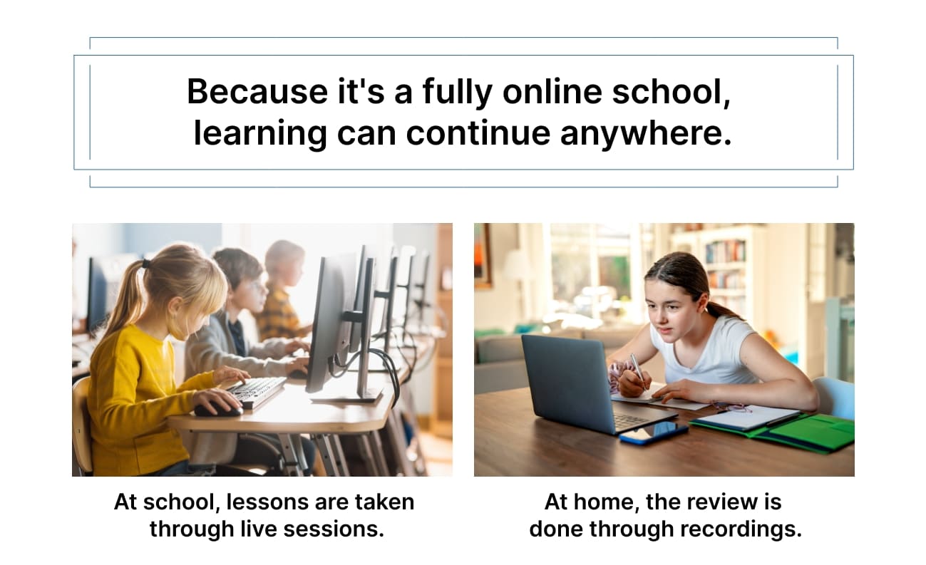 Continuous learning is possible both at school and at home.