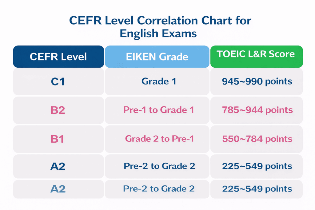 [CEFR Conversion Table] What level is it in Eiken® or TOEIC®? Estimates for B2 and A2
