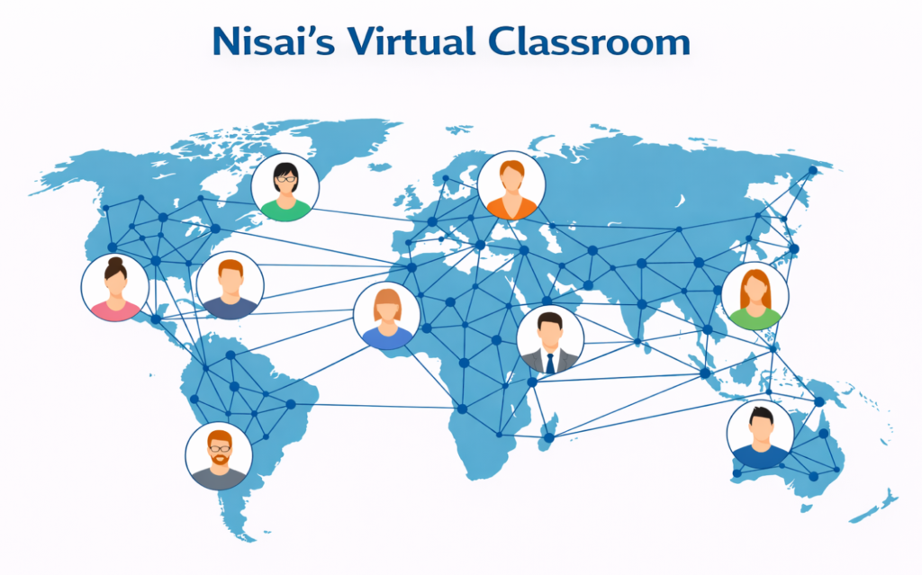 Nisai's global learning environment where students from all over the world can learn together