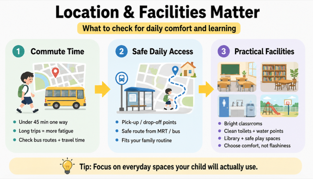 School Location and Facilities – What Really Matters for Daily Commutes and Learning Environments

